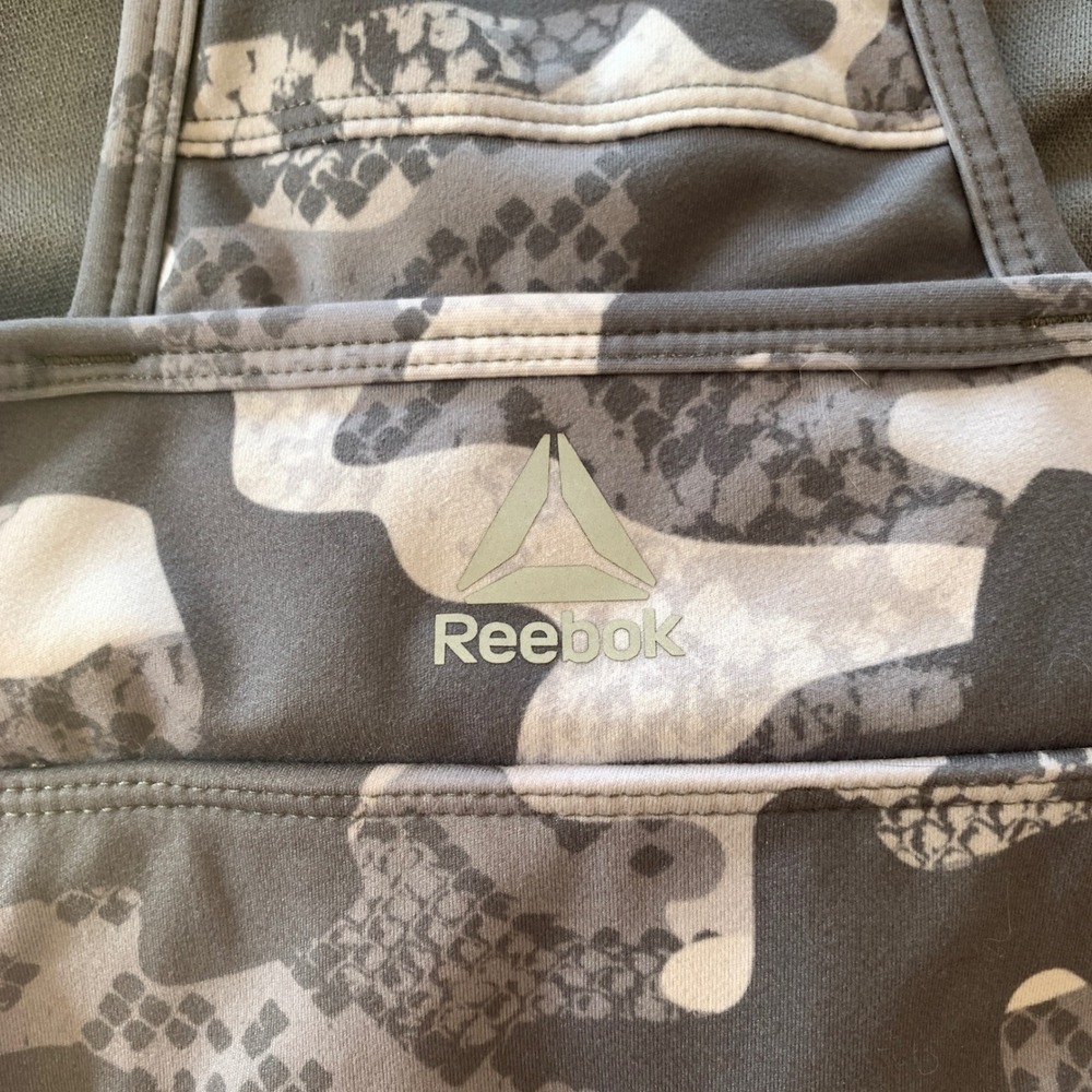 Reebok‎ Sports Bra Racerback W/Phone Pocket Camo Print Workout Fitness Top XS - Picture 7 of 10